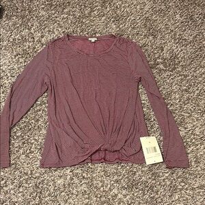 Women's Striped Long Sleeve Top - Red